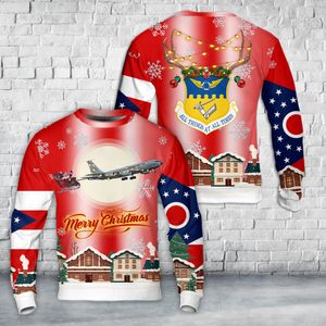 Ohio Air National Guard 121st Air Refueling Wing Boeing KC-135R Stratotanker (717-148) Christmas AOP Knitted Sweater DLMP2711PD01
