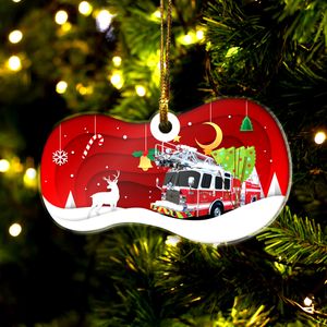 Firefighter Fire Truck Christmas Ornament DLMP0512PD04