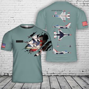 Custom Name US Air Force Thunderbird Lockheed Martin F-16 Fighting Falcon T-Shirt 3D DLSI2103PT03