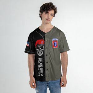 US Army Paratroopers With The 82nd Airborne Division Parachute Baseball Jersey DLHH1204PT06