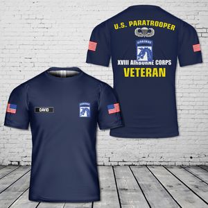 Custom Name US Army XVIII Airborne Corps Veteran Paratrooper T-Shirt 3D DLMP2704PT06