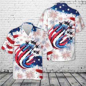 Patriotic Red White Blue Usa Flag Fighter Jets 4th Of July Hawaiian Shirt DLMP0207PT04