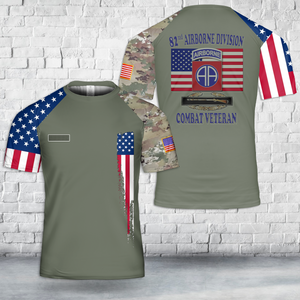 Custom Name US Army 82nd Airborne Division - Combat Veteran T-Shirt 3D DLHH2607PT05