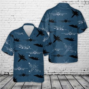 US Navy Boeing EA-18G Growler Aircraft Silhouettes Hawaiian Shirt DLMP2304PL04