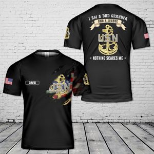 Custom Name US Navy Chief I Am A Dad Grandpa And Nothing Scares Me 3D T-Shirt NLMP0305PL11