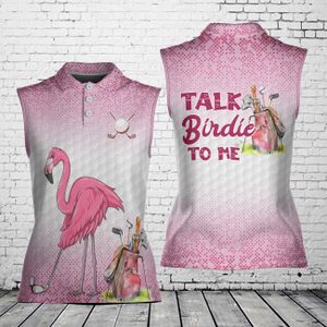 Talk Birdie To Me Flamingo Golf Women's Sleeveless Athleisure Polo Shirt NLSI0307PL10