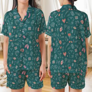 Radiologist AOP Satin Short-Sleeve Pajamas Set NLSI2507PL08