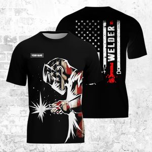 Custom Welder Apparel, Dad Welder, Proud Welder With American Flag,  Father's Day 3D T-shirt TT1403PK03