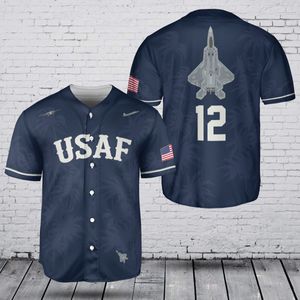 Custom Number USAF Lockheed Martin F-22 Raptor Baseball Jersey TT2003PK03