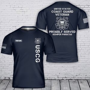 Custom Name US Coast Guard (USCG) Veteran Proudly Served 3D T-Shirt TT1504PK08