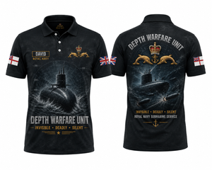 Custom Name Royal Navy Submarine Depth Warfare Unit Polo Shirt TT1905PK02