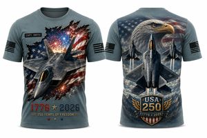 F-22 Raptor USA 250 Years Of Freedom 1776-2026 Patriotic 3D T-Shirt TT2905PK14