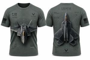 F-22 Raptor Technical Elite 3D T-Shirt Air Superiority Fighter Blueprint Tee TT2905PK15