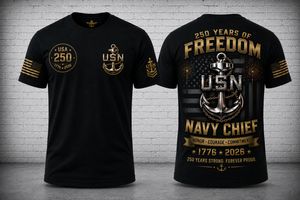 US Navy Chief 250 Years Of Freedom 3D T-Shirt - America 250 Veteran Gift TT0206PK11