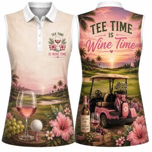 Tee Time Is Wine Time Women's Sleeveless Athleisure Polo Shirt TT1006PK08