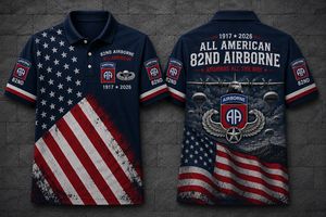 82nd Airborne All American Polo Shirt - 1917-2026 Patriotic Military Gift TT1006PK16