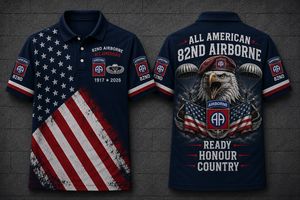 82nd Airborne Screaming Eagle Polo Shirt - All American Ready Honour Country TT1006PK17