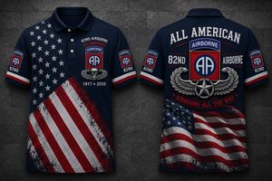 82nd Airborne Elite Polo Shirt - All American Airborne All The Way TT1006PK18