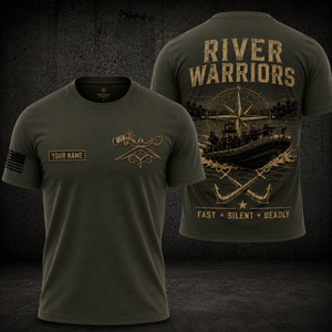 Personalized River Warriors 3D T-Shirt | Custom Tactical Military River Boat Shirt TT1206PK04