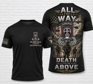 Custom Name ALL THE WAY 82nd Airborne Jumpmaster 3D T-Shirt TT1606PK02