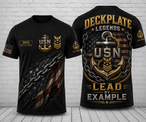 Custom Name DECKPLATE LEGENDS US Navy Chief 3D T-Shirt TT1606PK05