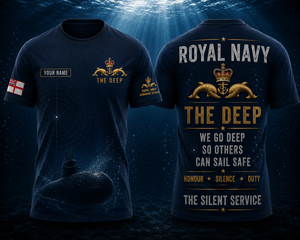 Custom Name Royal Navy Submarine Service The Deep 3D T-Shirt TT2106PK11