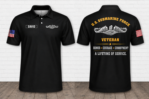 Personalized U.S. Submarine Force Veteran Polo Shirt - Honor Courage Commitment Military Gift TT0107PK09