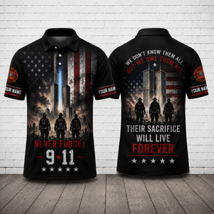 Custom Firefighter 9/11 Tribute Polo Shirt - We Owe Them All Memorial Gift TT0407PK06