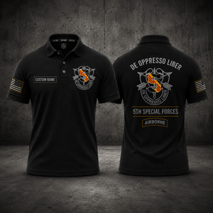 Personalized 5th Special Forces Group Airborne Polo Shirt - Custom Military Gift TT0907PK02