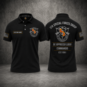 Custom Name 5th Special Forces Group Commando Polo Shirt - Est. 1961 TT0907PK03