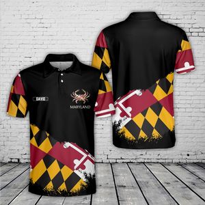 Custom Name Maryland Flag Crab Polo Shirt NLMP0807PK03