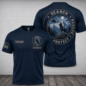 Custom Name Search and Rescue K9 Handler Mountain Rescue 3D T-Shirt TT1307PK02