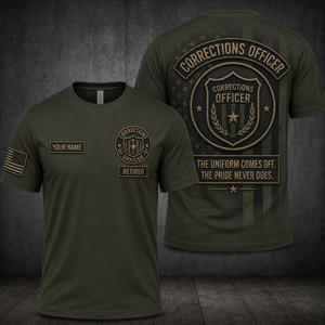 Custom Name Retired Corrections Officer 3D T-Shirt - Personalized Correctional Officer Veteran Gift TT1407PK01