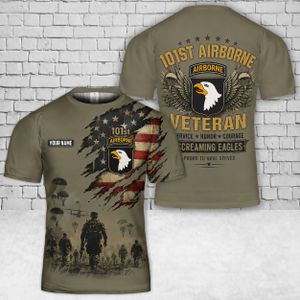 Custom Name US Army 101st Airborne Division Veteran 3D T-Shirt TT1507PK05