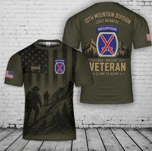 Custom Name US Army 10th Mountain Division Veteran 3D T-Shirt TT1507PK06