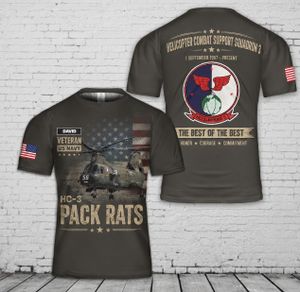 Custom US Navy Helicopter combat squadron 3 Pack Rats Veteran 3D T-Shirt TT1507PK07