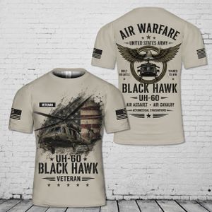 Custom Name US Army Air Warfare UH-60 Black Hawk Veteran 3D T-Shirt TT1507PK09