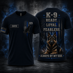 Custom Name Police K9 German Shepherd 3D T-Shirt - Personalized Thin Blue Line K9 Handler Gift TT1707PK04