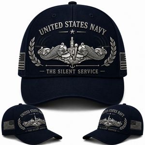 United States Navy The Silent Service Baseball Cap - Submariner Silver Dolphins Veteran Hat TT1807PK03