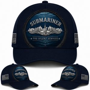 Submariner The Silent Service Baseball Cap - U.S. Navy Porthole Silver Dolphins Veteran Hat TT1807PK06