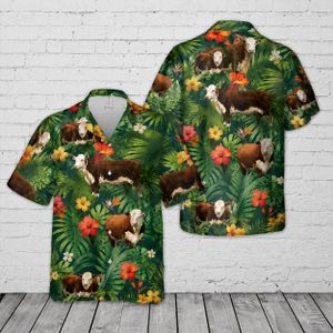 Hereford Cattle Cow Hawaiian Shirt TT1707PK09
