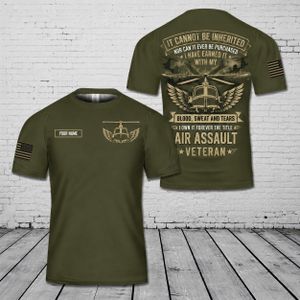 Custom Name US Army Air Assault Title Cannot Be Inherited Earned Veteran 3D T-Shirt TT1507PK11