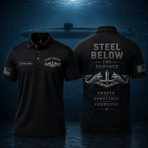 Custom Name Steel Below the Surface U.S. Submarine Force Polo Shirt TT3007PK02
