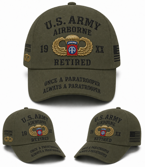 Custom US Army Airborne Retired Paratrooper Veteran Baseball Cap TT1208PK04