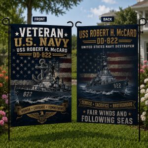 Veteran US Navy USS Robert H. McCard (DD-822) Gearing-class destroyer Double Sided Garden Flag TT1108PK16
