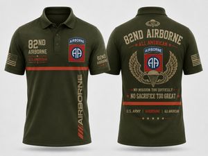 US Army 82nd Airborne All American No Mission Too Difficult Polo Shirt TT1408PK03