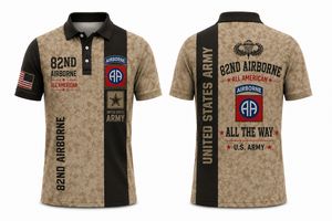 US Army 82nd Airborne All American Camo Polo Shirt TT1408PK03