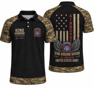 Custom Name US Army 82nd Airborne All American Camo Polo Shirt TT1408PK05