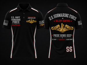 U.S. Navy Submarine Force Silent Service Custom Name Polo Shirt TT1508PK07