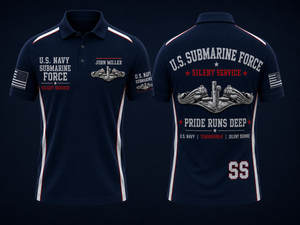 U.S. Navy Submarine Force Silver Dolphins Custom Name Polo Shirt TT1508PK08